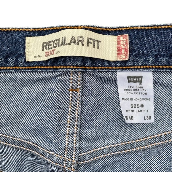 Levis 505 Denim Jeans 40 x 29 Dark Wash Blue Normcore 2004 Y2K Straight Leg - Picture 5 of 11